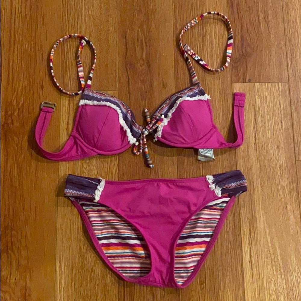 Lucky Brand Mumbai Magic bikini purple pink Med